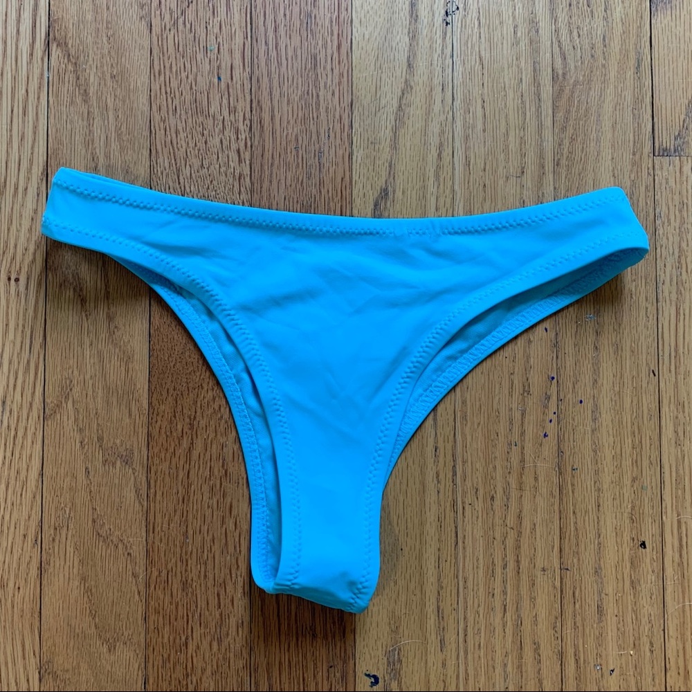 blue cheeky swimsuit bottoms